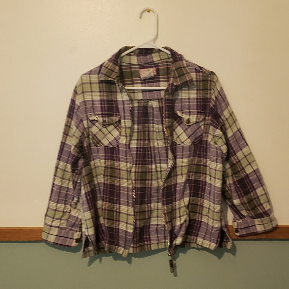 Vintage style plaid jacket with zipper